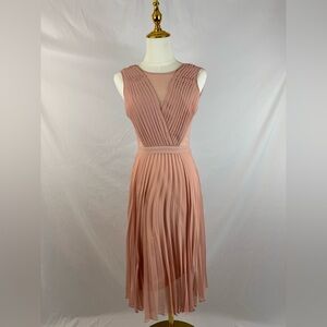 BCBG Sleeveless Pleated Fit & Flare Dress Size 0 Pink Blush